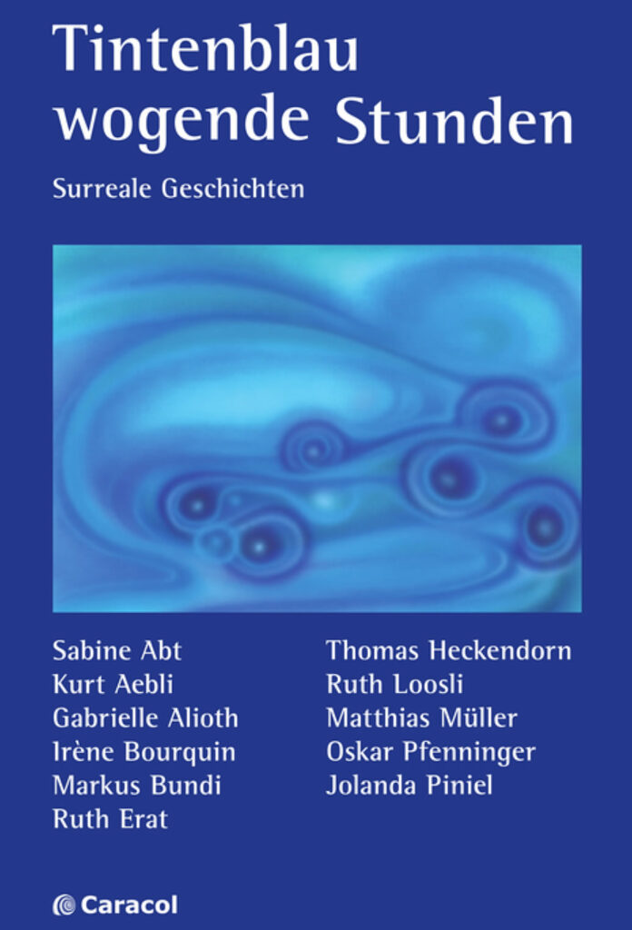 Tintenblau wogende Stunden - Flyer zum Buch mit Motiv von Frank Hänecke; Caracol-Verlag.ch